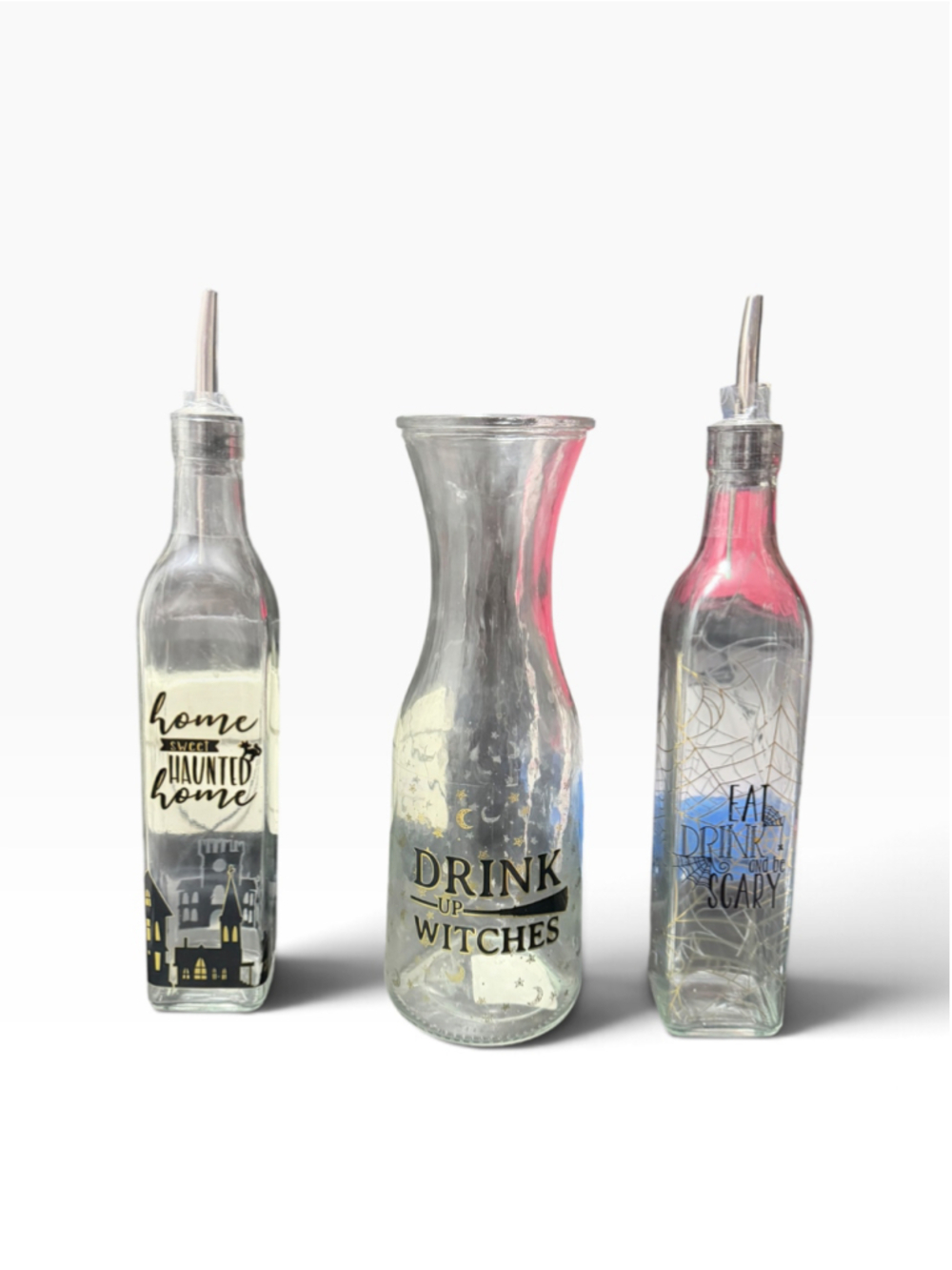 BUNDLE Unbranded Halloween Kitchen Glass Bottle Set One Size Clear Black